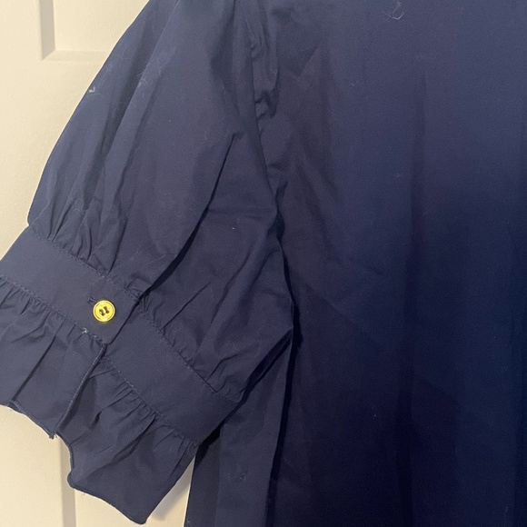 Duffield Lane Marlow Top Button Front Navy Stretch Women Small NWT MSRP $154 - Picture 9 of 12